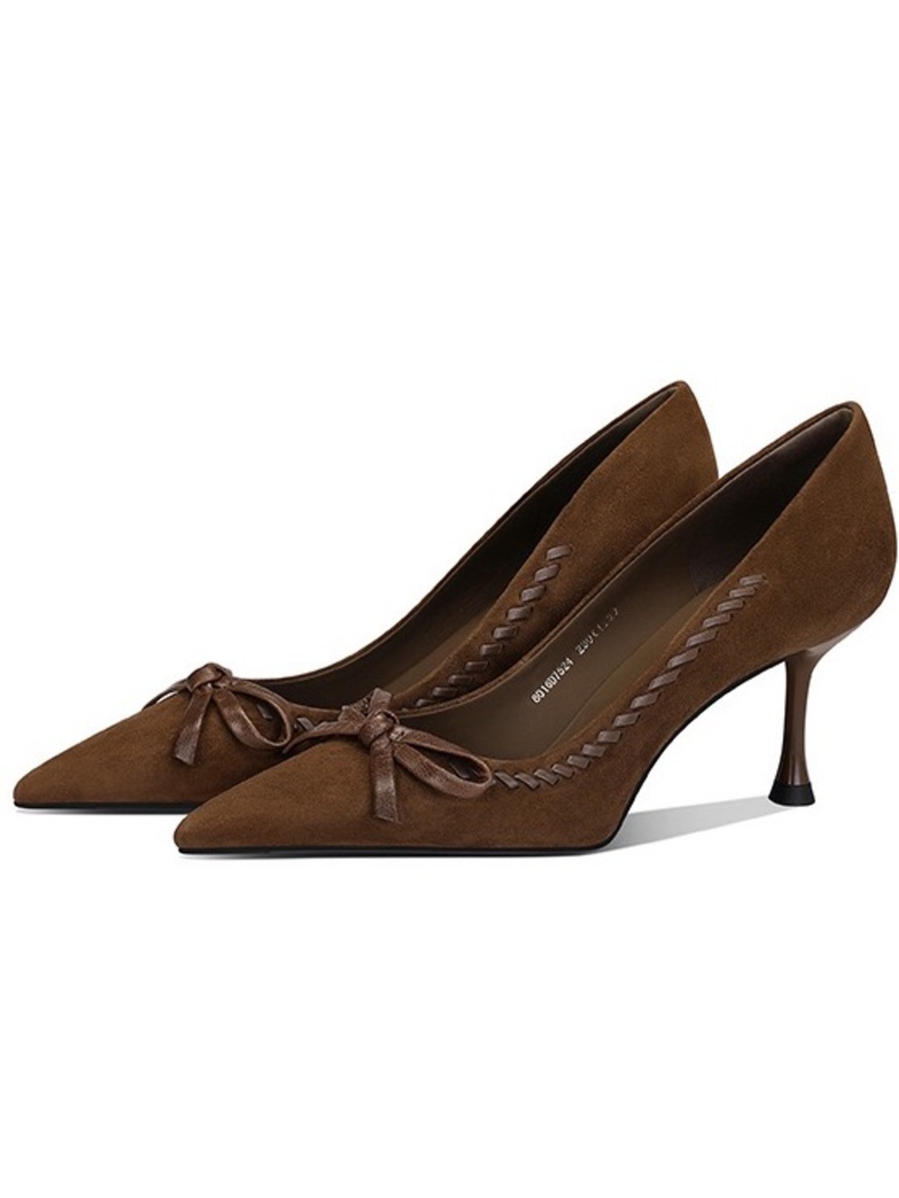 LOFT Brown Suede Pointed Bow Kitten Heel Pumps
